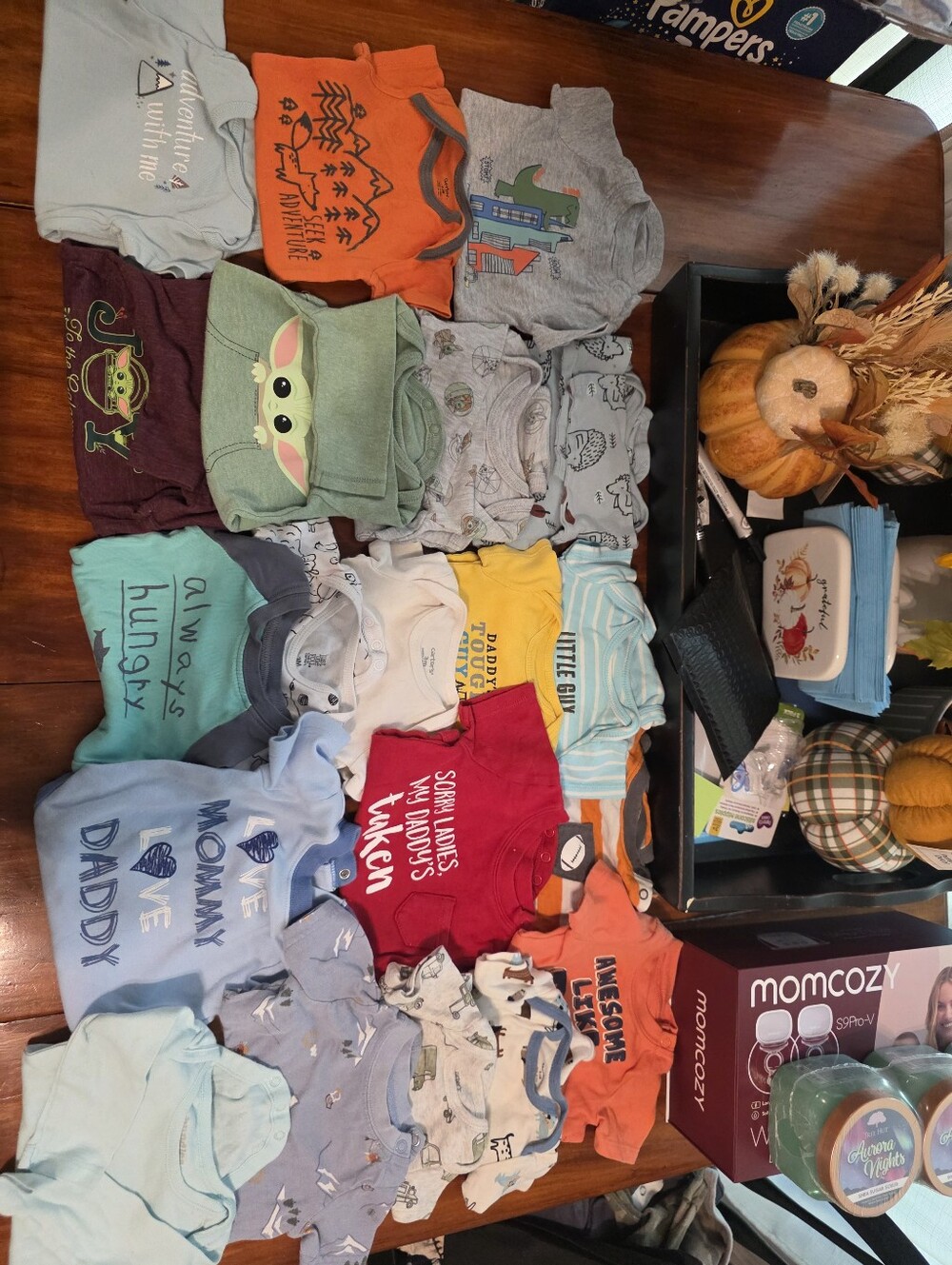 Baby Bodysuit Lot - Assorted Colors Featuring Green, Orange, Gray